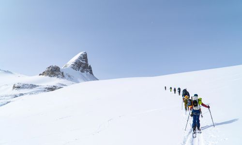 Group of skiers on the wapta traverse